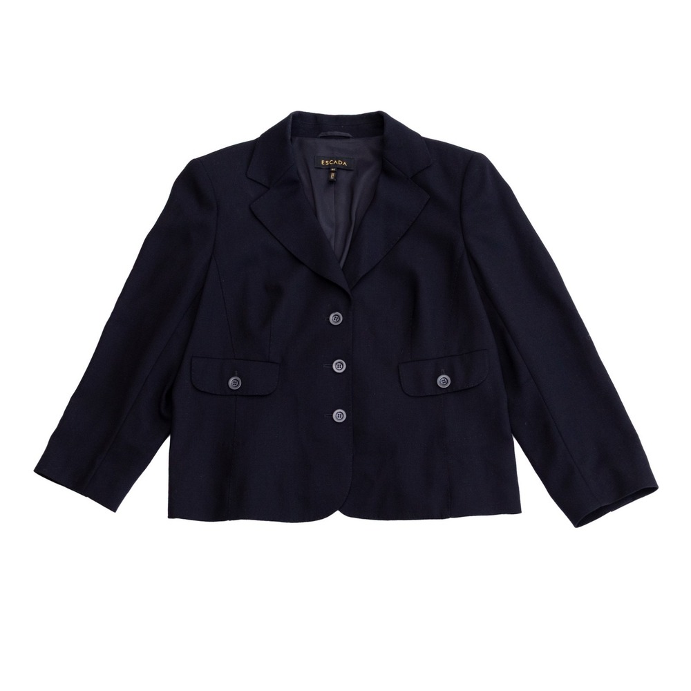 Escada Womens Navy Blazer Jacket Size 44 Tailored Smart Formal Designer‎